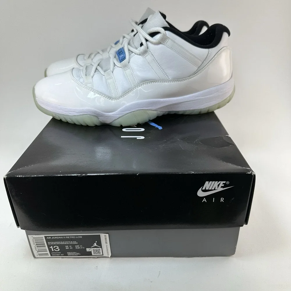 Nike Air Jordan 11 Retro Low Legend Blue Size 13 White AV2187-117 OG Box